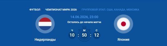 Главные матчи ЧМ-2026 сегодня: Нидерланды сдают экзамен Японии, Германия разминается на Кюрасао